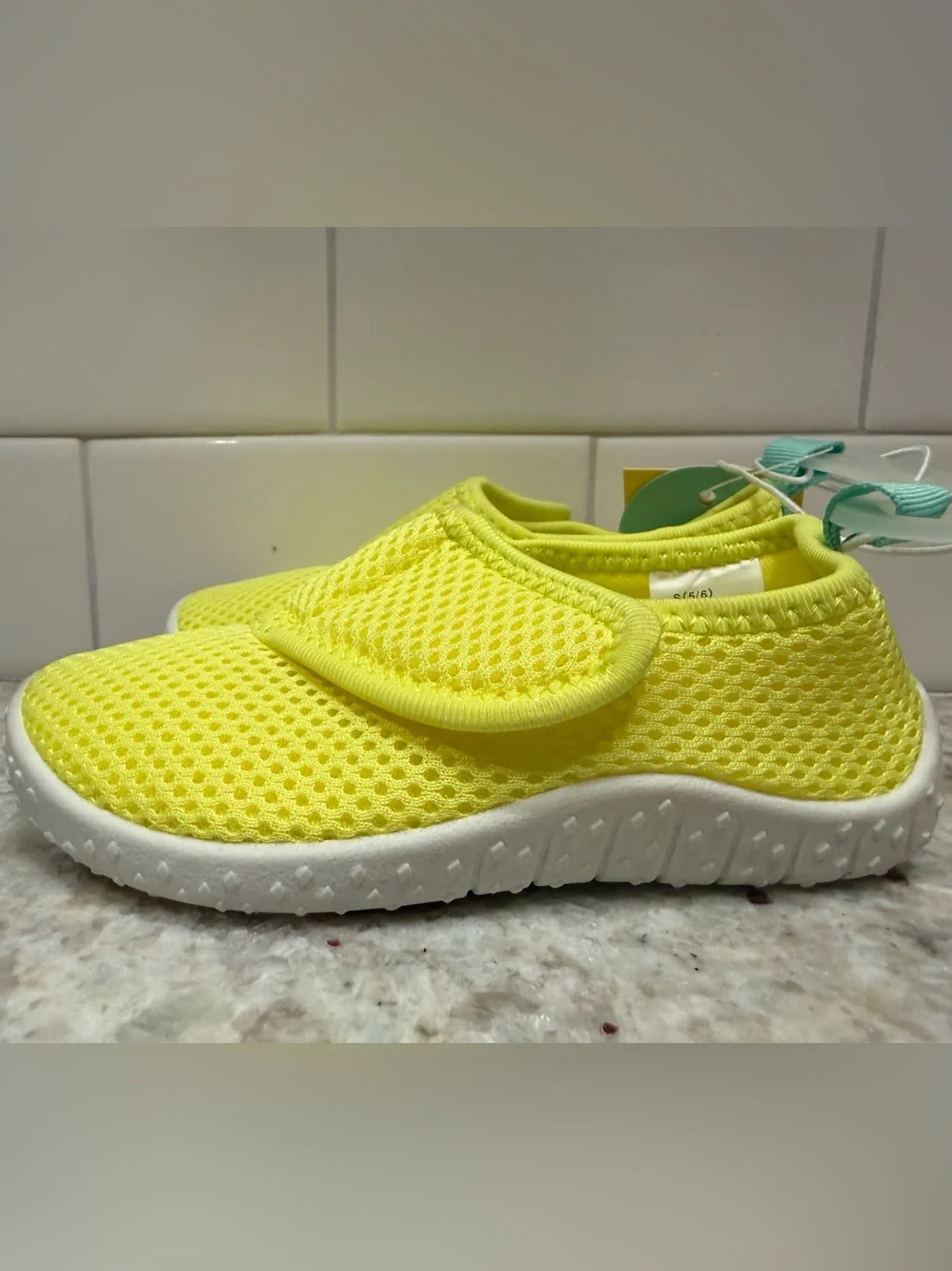 Sun Squad Kids' Yellow Mesh Water Shoes - Slip-On Comfort Size Small 5/6